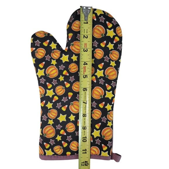 Better Home Potholder Oven Mitt Set of 3 Purple Black Pumpkins Stars Candy NEW - Picture 6 of 7